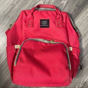 Land red coral diaper bag